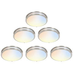 Set of six round ceiling lights with metallic frames on a white background at fliptoled