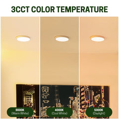 Comparison of 3CCT color temperature effects on a cityscape image with labels for 3000K, 4000K, and 5000K at fliptoled