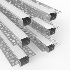 6.6FT/2M, LED Aluminum Channel with Milky Diffuser, Trimless Recessed Drywall Aluminum Channel Diffuser Profile for Strip Light on Wall and Ceiling