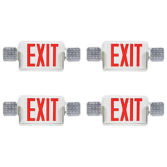 Double Sided LED Emergency EXIT Sign, Exit Combo Remote Capable, Two LED Lights, Backup Battery, US Standard Red Letter, Commercial Grade, 120-277V, FireResistant(UL 94V-0) - 4 Pack
