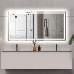 LED Bathroom Mirror Light 72x36 Inch Front & Backlit Lights Vanity Mirror, Wall Mounted Anti-Fog Dimmable LED Makeup Mirror, IP54 3K-6K Warm/Natural/Daylight, Tempered Glass (Horizontal/Vertical) UL