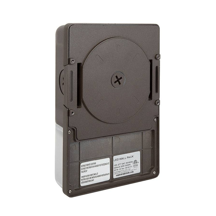 Black LED wall pack on a white background