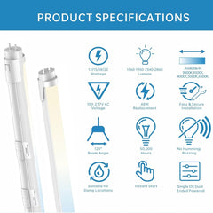 4FT T8 LED Tube Light, Type A+B, 12W/15W/18W/22W, 3000K |3500K|4000K | 5000K | 6500K, Single and Double End Powered, Plug and Play or Ballast Bypass, 2860 Lumens, G13 100-277V, Frosted Cover