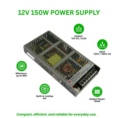 Switchable Power Supply LED LRS-150-12 150W 12V 12.5A for CCTV, LED Strips & More