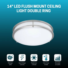 14 inch Flush Mount LED Ceiling Light Fixture, 25W, 1800lm, 3000K/4000K/5000K Adjustable Ceiling Lights, Oil Rubbed Bronze Saturn Dimmable Lighting for Hallway Bathroom or Kitchen