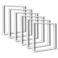 Set of white picture frames on a white background
