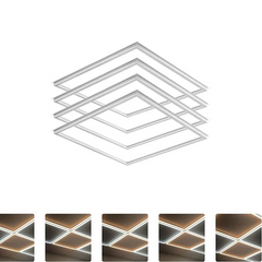 Ceiling light fixture with geometric design on a white background