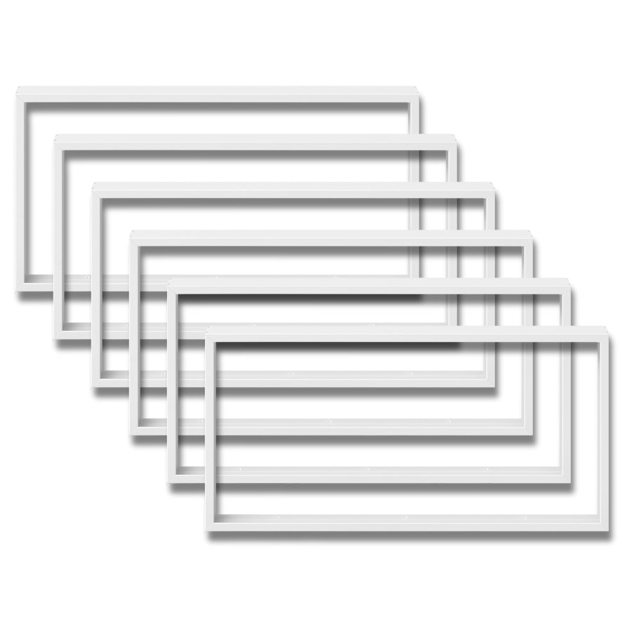 Set of white picture frames on a white background