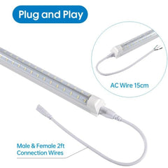 LED Shop Light 100W 13000LM 6500K 8FT 270° Angel 4 Row LEDs V Shaped Integrated Fixture, T8 Tube Light, Cool White, Clear Cover, Higher Brightness, LED Shop Lights for Garage Warehouse Workshop10 Pack