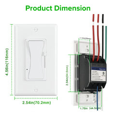 0-10V LED Dimmer Switch, Low Voltage Dimmer for Dimmable LED Lights, CFL, Halogen & Incandescent Bulbs, Single-Pole or 3-Way, No Neutral Required, 5%-100% Smooth Dimming, ETL Listed, Wallplate Included (White, 1 Pack)