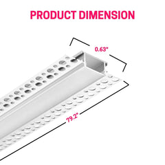 6.6FT/2M, LED Aluminum Channel with Milky Diffuser, Trimless Recessed Drywall Aluminum Channel Diffuser Profile for Strip Light on Wall and Ceiling