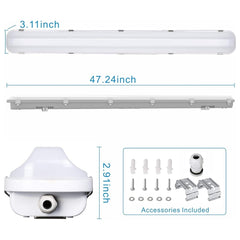 4FT LED Vapor Tight Light Fixtures 60W/50W/40W/30W Adjustable, 3K/3.5K/4K/5K/6.5K 5CCT Selectable, Dimmable IP65 Vapor Proof Lighting for Shop Light for Parking Carport Car Wash,ETL Listed 4PACK