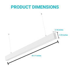 8FT LED Linear Light, 80W 9600lm 2700K/3000K/3500K/4000K/5000K Selectable, 0-10V Dimmable Suspended/Wall/Recessed Linear Light Fixture for Office, Retail, Showroom, ETL & DLC Premium Listed