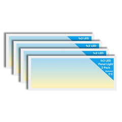 Packaging of LED panel lights with gradient design on a white background