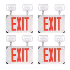 Four identical exit signs with red 'EXIT' text on a white background