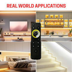 Remote Control LED Strip Lights Controller – 2-in-1 RF Wireless Dimmer for CCT & Single Color LEDs, 4-Zone Control, 1024-Level Dimming, 8 Dynamic Modes, Speed & Brightness Adjustment, Works with CW+WW Tunable White