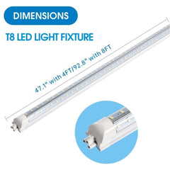LED Shop Light 100W 13000LM 6500K 8FT 270° Angel 4 Row LEDs V Shaped Integrated Fixture, T8 Tube Light, Cool White, Clear Cover, Higher Brightness, LED Shop Lights for Garage Warehouse Workshop10 Pack