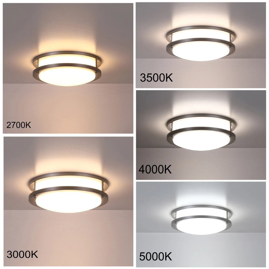 5CCT adjustable LED flush mount ceiling light showing color temperatures at fliptoled
