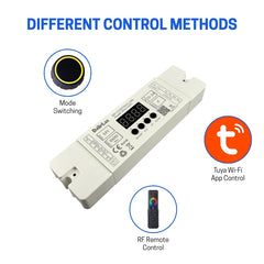 LED Strip Light Controller SPI01-WIFI – 12–24V DC, 4-Channel RGB IC, 2.4GHz RF & Tuya Smart App, Easy Smartphone & Voice Control, Wide Temp -20°C to +80°C