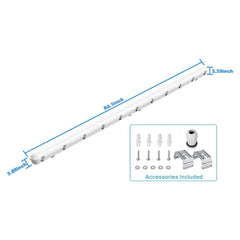 8FT LED Vapor Tight Light Fixtures 120W/110W/100W/90W Adjustable, 3K/3.5K/4K/5K/6.5K 5CCT Selectable, Dimmable IP65 Vapor Proof Lighting for Shop Light for Parking Carport Car Wash,ETL Listed 2 Pack