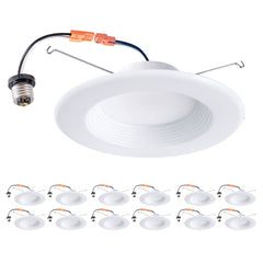 Set of white recessed ceiling lights with wiring on a white background at fliptoled