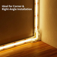 8mm COB Connector 8pcs L-Shaped/Corner Connector,Unwired Clips Solderless Adapter Terminal Extension Connection,2pcs Transparent Gapless Connectors for 2-Pin COB LED Strip Lights,NOT for 10mm