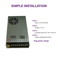 Switchable Power Supply – LED LRS-350-12 12V 29A 350W for LED Light Strips, 3D Printers, CCTV & More – Efficient LED Light Power Supply