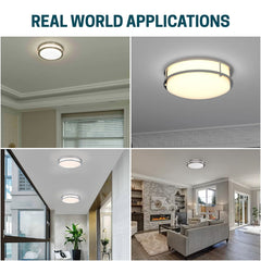 14 inch Flush Mount LED Ceiling Light Fixture, 25W, 1800lm, 3000K/4000K/5000K Adjustable Ceiling Lights, Oil Rubbed Bronze Saturn Dimmable Lighting for Hallway Bathroom or Kitchen