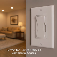 0-10V LED Dimmer Switch, Low Voltage Dimmer for Dimmable LED Lights, CFL, Halogen & Incandescent Bulbs, Single-Pole or 3-Way, No Neutral Required, 5%-100% Smooth Dimming, ETL Listed, Wallplate Included (White, 1 Pack)