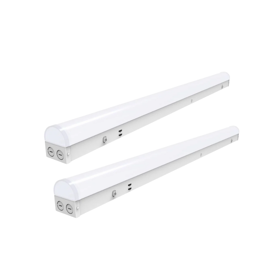 Two white LED linear lights on a white background
