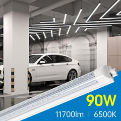 integrated t8 led tube light with 90W rating in a parking garage setting