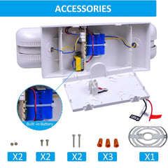 Indoor Emergency Lights with Battery Backup (90 Minutes), 2 Adjustable LED Heads of Power Outage, Wall Mount, Hard Wired, Test Switch and Charge Indicator 120-277V, Fire Resistant (UL 94V-0)
