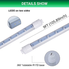 9ft led shop light with specifications on a white background