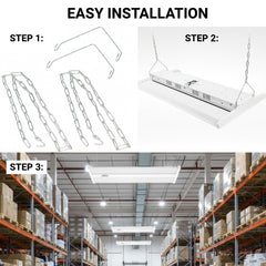 165W Linear LED High Bay Light with PIR Motion Sensor, 22,440 Lumens, 5000K Daylight, DLC 5.1 Premium, 400W MH Equivalent, Frosted PMMA Lens, 120-277V, Suspended Mounting, Warehouse & Industrial Lighting
