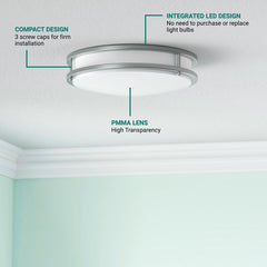 Ceiling light fixture with features highlighted on a white ceiling at fliptoled