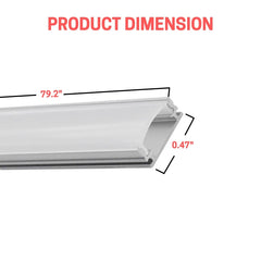 Product dimensions of a white FlipToLED 6.6FT (2M) LED Channel Aluminum U-Shape with measurements labeled on a white background
