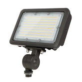 Outdoor flood light with a white lens on a white background