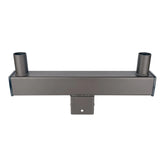 Metal bracket with two cylindrical ends on a white background