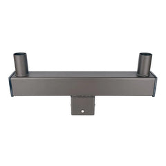 Metal bracket with two cylindrical ends on a white background