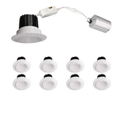 2 Inch 8W Round LED Trimless Downlight with Junction Box, 700 Lumens, 2700K/3000K/3500K/4000K/5000K Selectable, AC120V TRIAC/ELV dimmers, White Trim, IC Rated, CRI 90+ Wet Location ETL Listed
