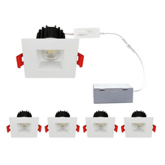 2" LED Square Recessed Downlight with Junction box, 8W 700 Lumens, 5CCT Selectable 2700K/3000K/3500K/4000K/5000K, AC120V TRIAC/ELV dimmers, IC Rated, CRI 90+ Wet location, Recessed Ceiling, ETL listed