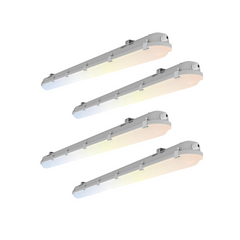 4FT LED Vapor Tight Light Fixtures 60W/50W/40W/30W Adjustable, 3K/3.5K/4K/5K/6.5K 5CCT Selectable, Dimmable IP65 Vapor Proof Lighting for Shop Light for Parking Carport Car Wash,ETL Listed 4PACK