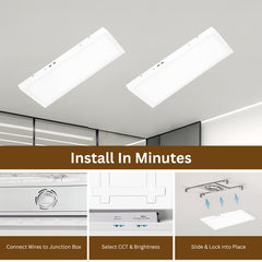 Ceiling lights with installation steps on a gray background