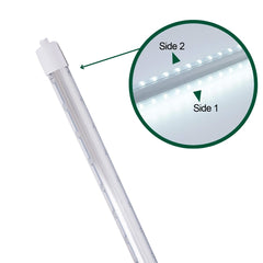 commercial led shop lights with a close-up inset showing 'Side 1' and 'Side 2'.