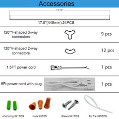 List of accessories with quantities and types on a blue background, honeycomb garage lamp led hexagon morden ceiling lights