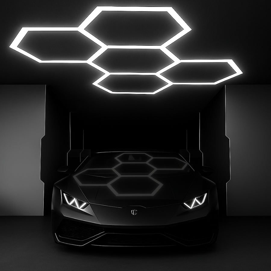 hexagon garage ceiling lights white