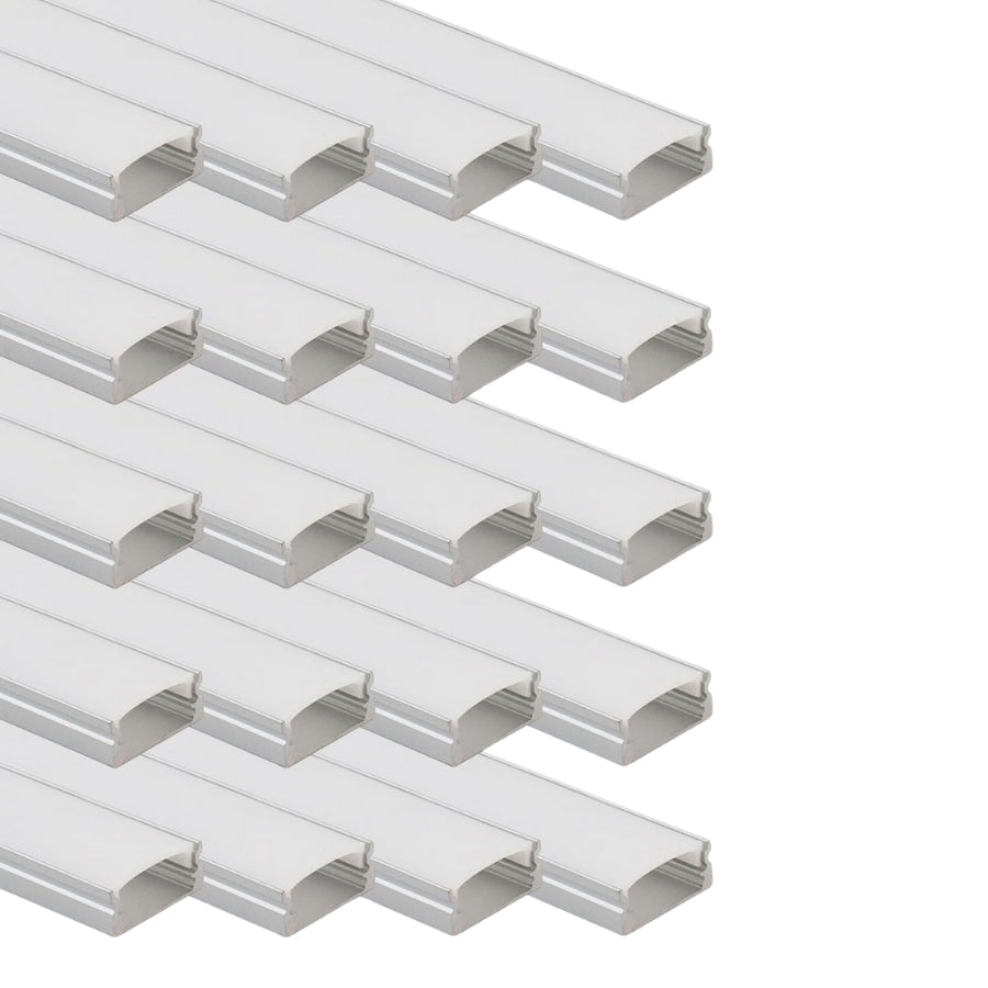 Stack of metal channels on a white background