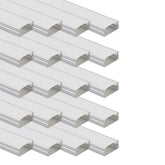 Stack of metal channels on a white background