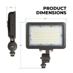 LED light with dimensions labeled on a white background