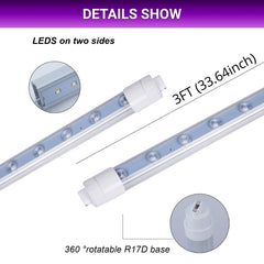 3ft led sign tubes with specifications on a white background
